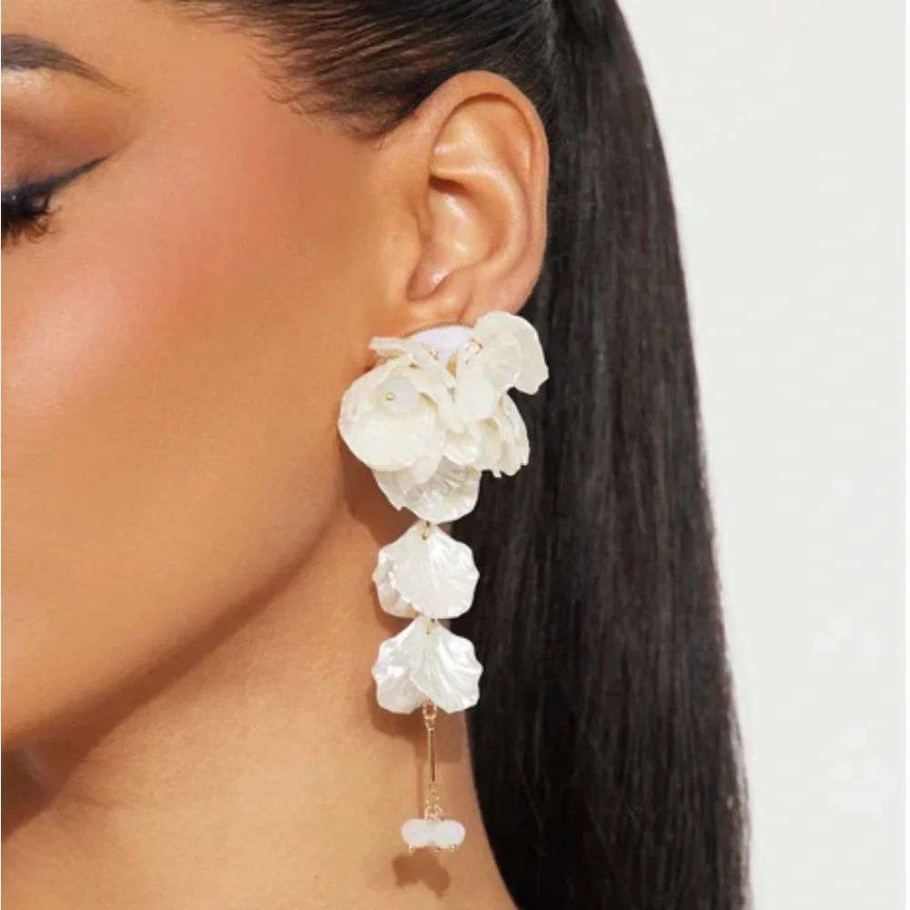Bridal Accessory Bundle - earrings, peal shawl, flower hair piece - NEW